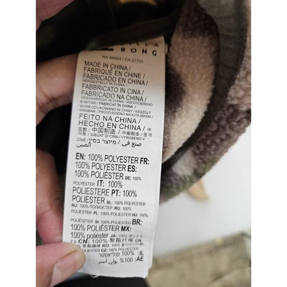 Billabong Switchback Full Zip Fleece Camo Jacket Women Large Military - Picture 6 of 7